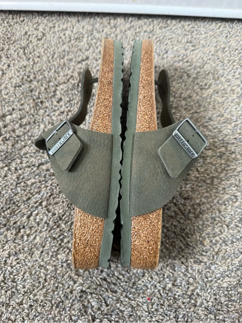 Birkenstock size 41  women’s Olive Green Toe-Post Suede Sandals